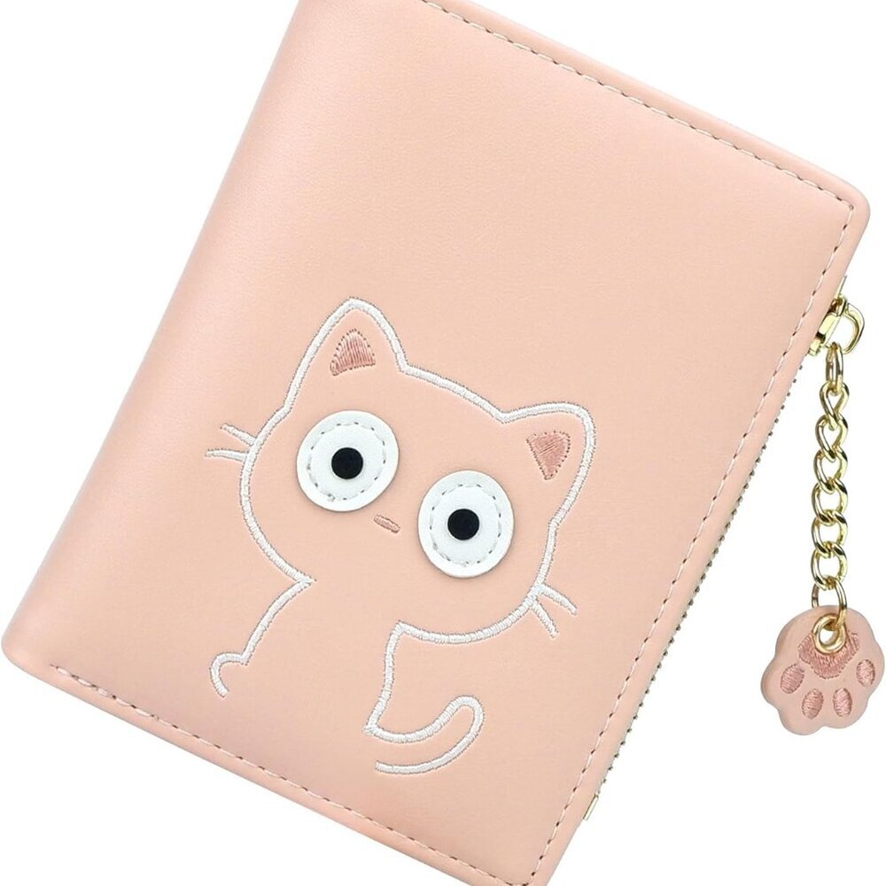 Women Small Leather Bifold Rfid Wallet With Coin Pocket Compact Pink